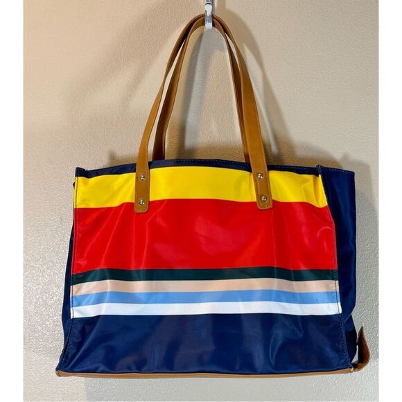 Giani Bernini Nylon Foldable Packable Striped Print Travel Tote Shoulder Bag - Picture 4 of 16